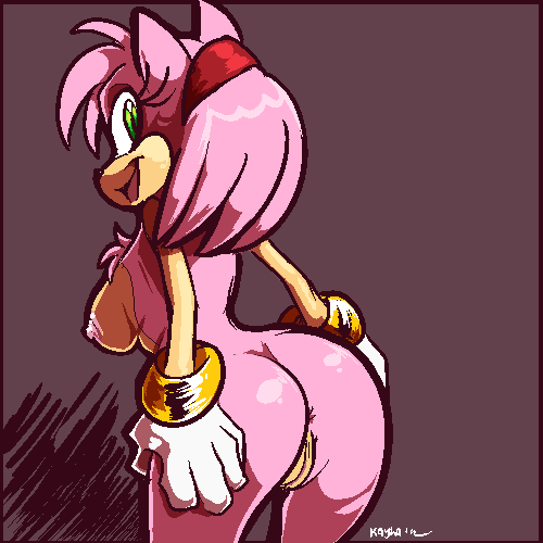 anthro anus breasts female green_eyes hair hedgehog kayla-na looking_at_viewer looking_back low_res mammal nude pink_hair pussy sega solo sonic_(series) sonic_the_hedgehog