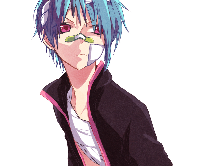 bad_id bad_pixiv_id bandages bandaid blue_hair male_focus original purple_eyes solo yuichi_(zen)