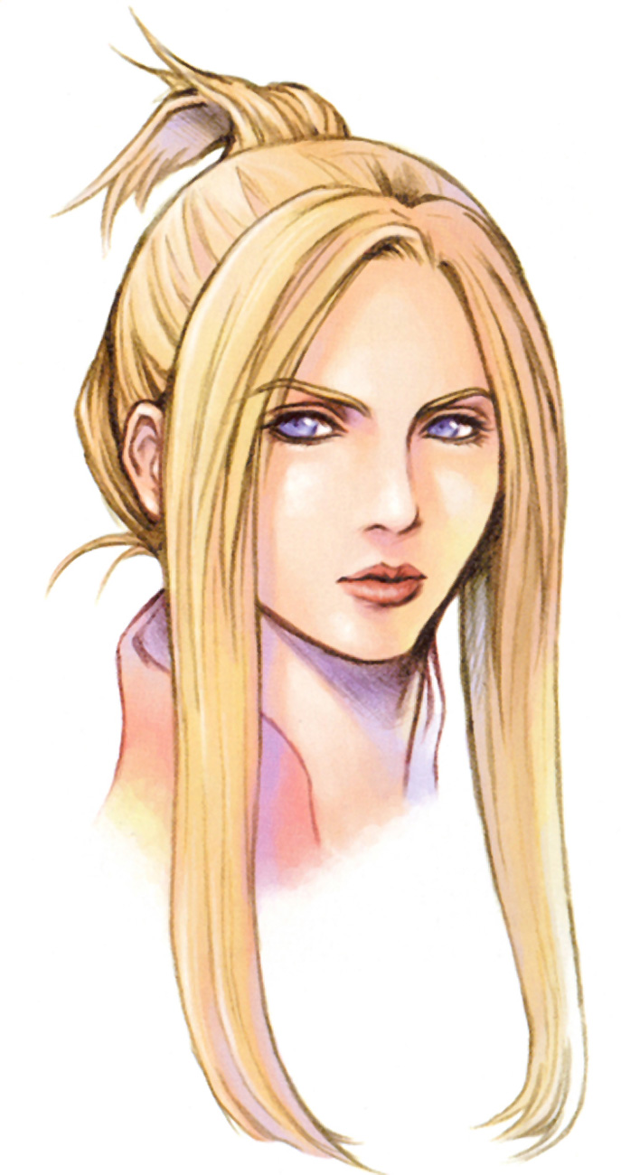 90s blonde_hair blue_eyes face final_fantasy final_fantasy_viii highres nomura_tetsuya official_art quistis_trepe solo