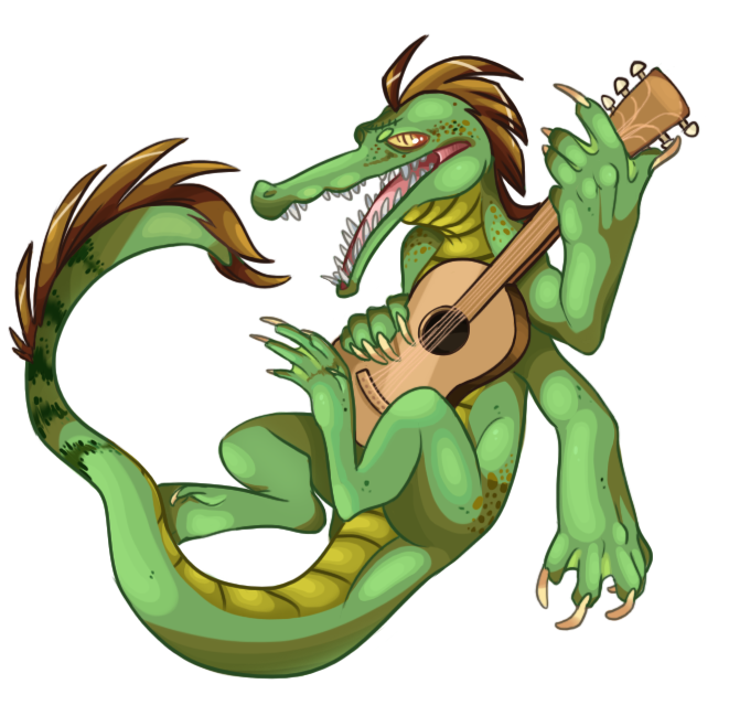 ambiguous_gender claws clompkin feral guitar instrument krawk multi_limb multiple_arms mutant neopets open_mouth plain_background sitting solo transparent_background webbed_fingers webbed_hands