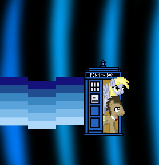 animated balddumborat blue_eyes bow_tie cross-eyed derpy_hooves_(mlp) doctor_whooves_(mlp) epilepsy_warning equine female feral flying friendship_is_magic hair happy horse long_hair male mammal my_little_pony nyan_cat phone_booth pony seizure smile standing tardis text wings yellow_eyes