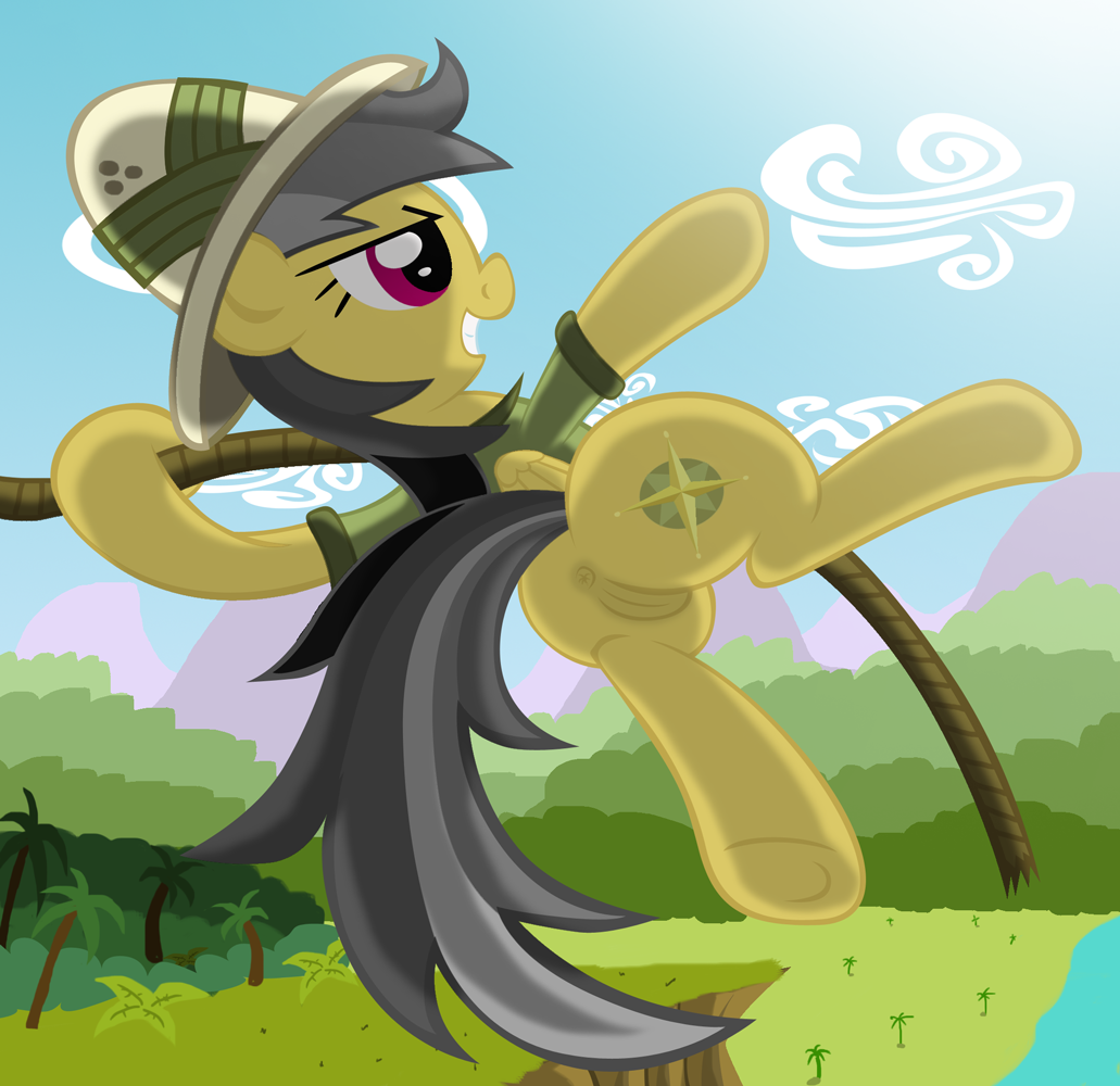 anus butt clothing daring_do daring_do_(mlp) equine female feral friendship_is_magic hair hat mammal multi-colored_hair my_little_pony outside pegasus pussy red_eyes rope solo tree wings ziemniax