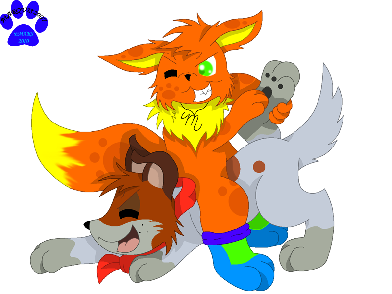 alpha_channel canine dodger dog duo eevee eyes eyes_closed feral green_eyes hair hindpaw male mammal marquis2007 marquis_the_eevee_(characters) marquis_the_evee nintendo orange_hair paws pok&#233;mon pok&eacute;mon smile socks video_games