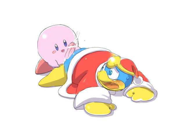 avian blush cum gay king_dedede kirby kirby_(series) male nintendo open_mouth penis plain_background video_games white_background
