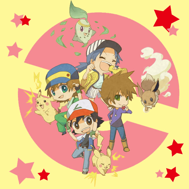 hiroshi_(pokemon) nanako_(pokemon) ookido_shigeru pikachu pokemon pokemon_(anime) satoshi_(pokemon) shigeru_(pokemon)