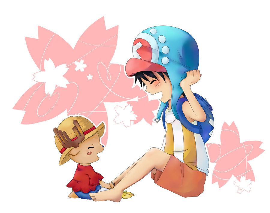 cosplay costume_swap costume_switch hat male male_focus monkey_d_luffy monkey_d_luffy_(cosplay) one_piece red_shirt reindeer shirt sitting smile straw_hat tony_tony_chopper tony_tony_chopper_(cosplay)