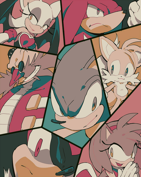 amy_rose aoki_(fumomo) bad_id bad_pixiv_id cut-in dr._eggman knuckles_the_echidna rouge_the_bat shadow_the_hedgehog sonic sonic_the_hedgehog tails_(sonic)