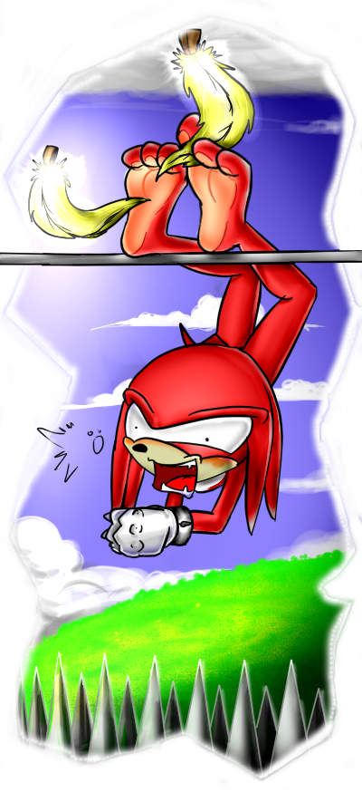 alpha_channel bar blush feathers hindpaw knuckles_the_echidna male paws plain_background sega sonic_(series) spikes three_toes tickling transparent_background x-p-t-z