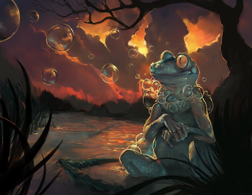 bubble bubbles cloud froakie no_humans pokemon realistic swamp