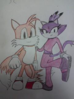 anthro blaze blaze_the_cat canine female fox looking_at_viewer male mammal miles_prower sega sonic_(series) tails
