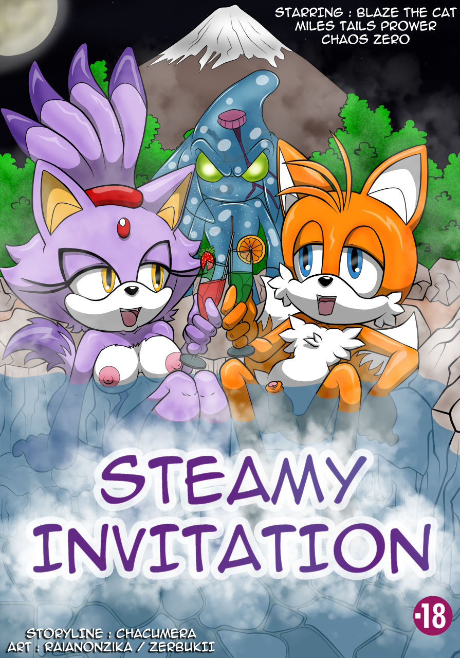 anthro balls blaze_the_cat breasts canine cat chaos_(sonic) feline female fox hot_spring male mammal miles_prower penis raianonzika sonic_(series) water