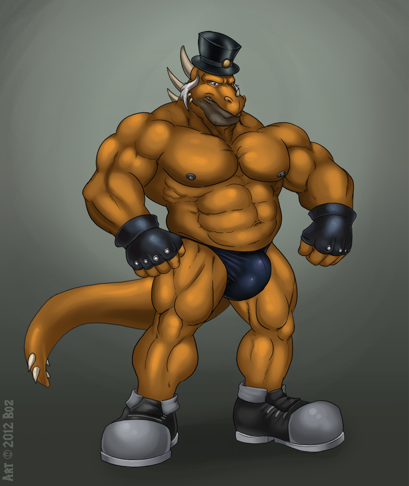 abs anthro biceps big_muscles boots brown_skin bulge chubby clothed clothing da_boz dragon fangs flexing footwear gloves half-dressed hat horn male musclegut muscles nipples pecs pose scales scalie shoes solo speedo standing swimsuit thong top_hat topless underwear