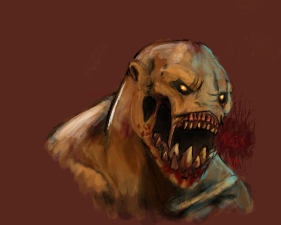 blood creepy dota dota_2 english_text glowing glowing_eyes invalid_tag lifestealer monster n'aix_the_lifestealer nightmare_fuel nolo open_mouth plain_background red_background red_eyes solo teeth text undead video_games zombie