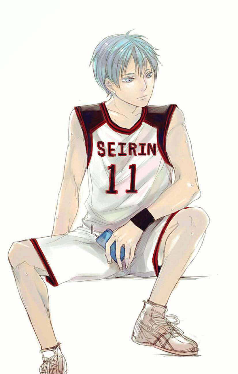 basketball basketball_uniform blue_eyes blue_hair highres juice_box kuroko_no_basuke kuroko_tetsuya male_focus solo sportswear sweat wellycheee