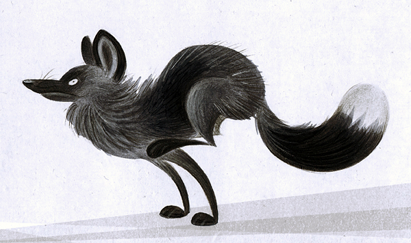 ambiguous_gender black_fur canine feral fox fur mammal skia solo
