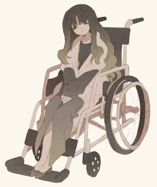 dress fate/zero fate_(series) green_hair long_hair sash solo toosaka_aoi tsumi_guilty wheelchair