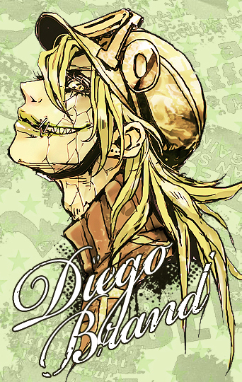blonde_hair diego_brando fangs green_hair green_lipstick hat hosoime jojo_no_kimyou_na_bouken lipstick makeup male_focus profile scary_monsters_(stand) solo stand_(jojo) steel_ball_run stitches yellow_eyes