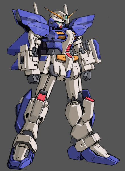 arms_at_sides clenched_hands f90y_cluster_gundam full_body green_eyes grey_background gundam gundam_silhouette_formula_91 horns mecha no_humans shimamura_miwa simple_background solo standing