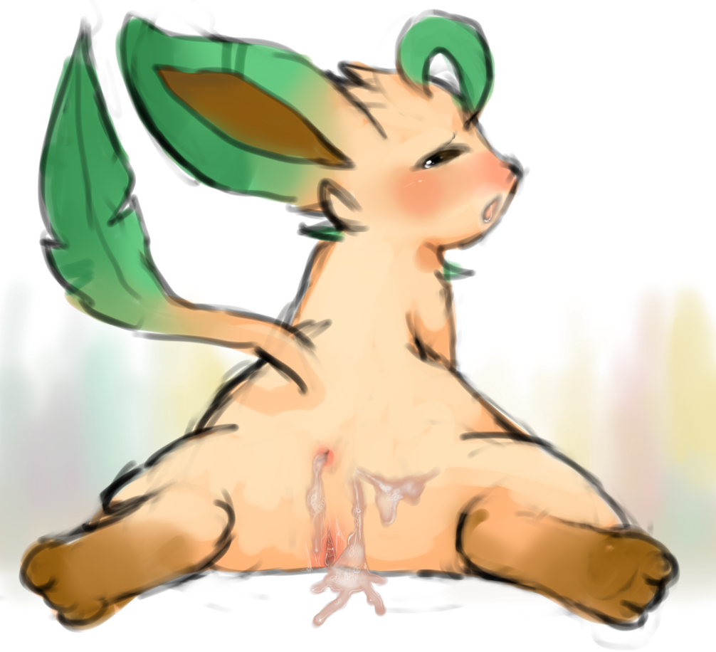&#12383;&#12383;&#12394;&#12356; ???? anus butt cum cum_in_ass cum_inside eeveelution female hindpaw leafeon looking_back nintendo open_mouth paws pok&#233;mon pok&eacute;mon pussy raised_tail sketch video_games