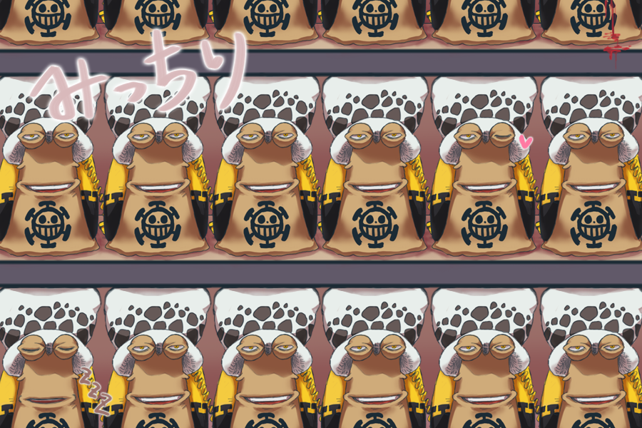 blinking hat heart jolly_roger multiple_views no_humans one_piece phone snail snore tattoo tileable trafalgar_law wink x0x