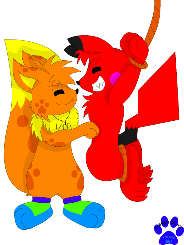 alpha_channel duo eevee eyes hair happy jet_the_pikachu_(characters) male marquis2007 marquis_the_eevee_(characters) marquis_the_evee nintendo orange_hair paws pikachu pok&#233;mon pok&eacute;mon socks tickled video_games