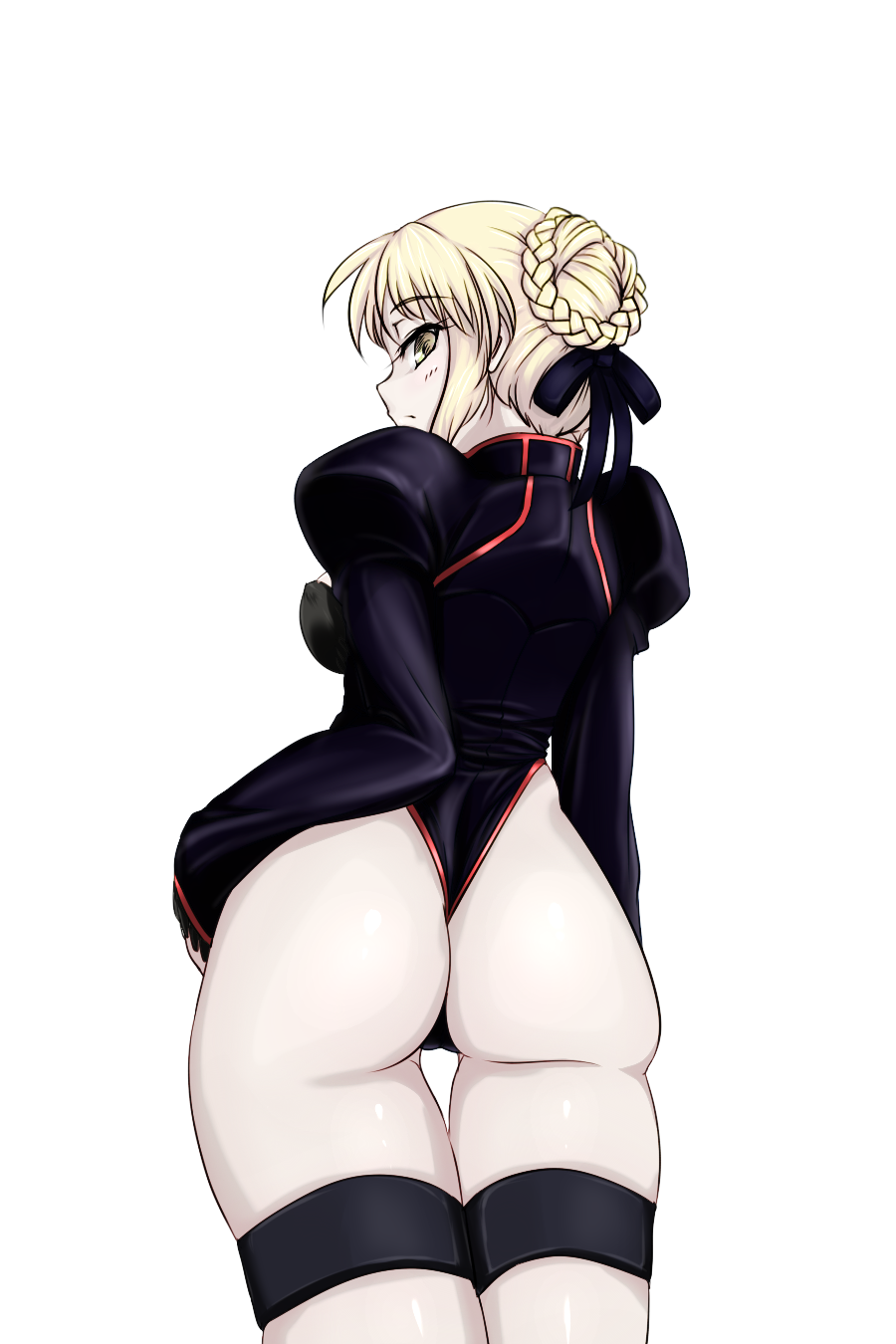 artoria_pendragon_(all) ass blonde_hair fate/stay_night fate_(series) haruhisky highres looking_back saber_alter solo