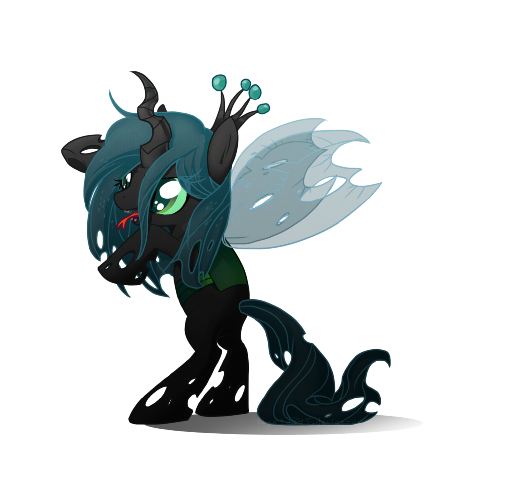 2013 changeling female feral friendship_is_magic green_eyes green_hair hair luga12345 my_little_pony queen_chrysalis_(mlp) solo wings