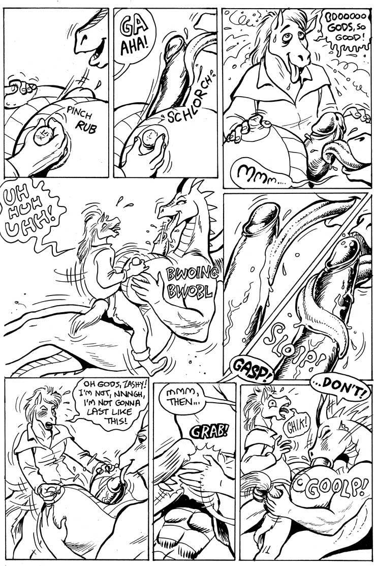 areola balls big_breasts big_penis breast_fondling breast_grab breasts comic dialog dragon english_text equine erect_nipples erection eye_contact fellatio female fondling gustav gustav_(here_there_be_dragons) hair here_there_be_dragons horn horse huge_breasts huge_penis interspecies karno male mammal monochrome necklace nipples nude open_mouth oral oral_sex penis pussy sex smile text titfuck zashy