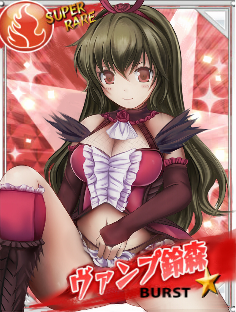 bad_id bad_pixiv_id boots breasts bridal_gauntlets brown_eyes brown_hair character_name cleavage corset hairband medium_breasts nannacy7 ring_dream sitting vampire_suzumori wrestling_outfit