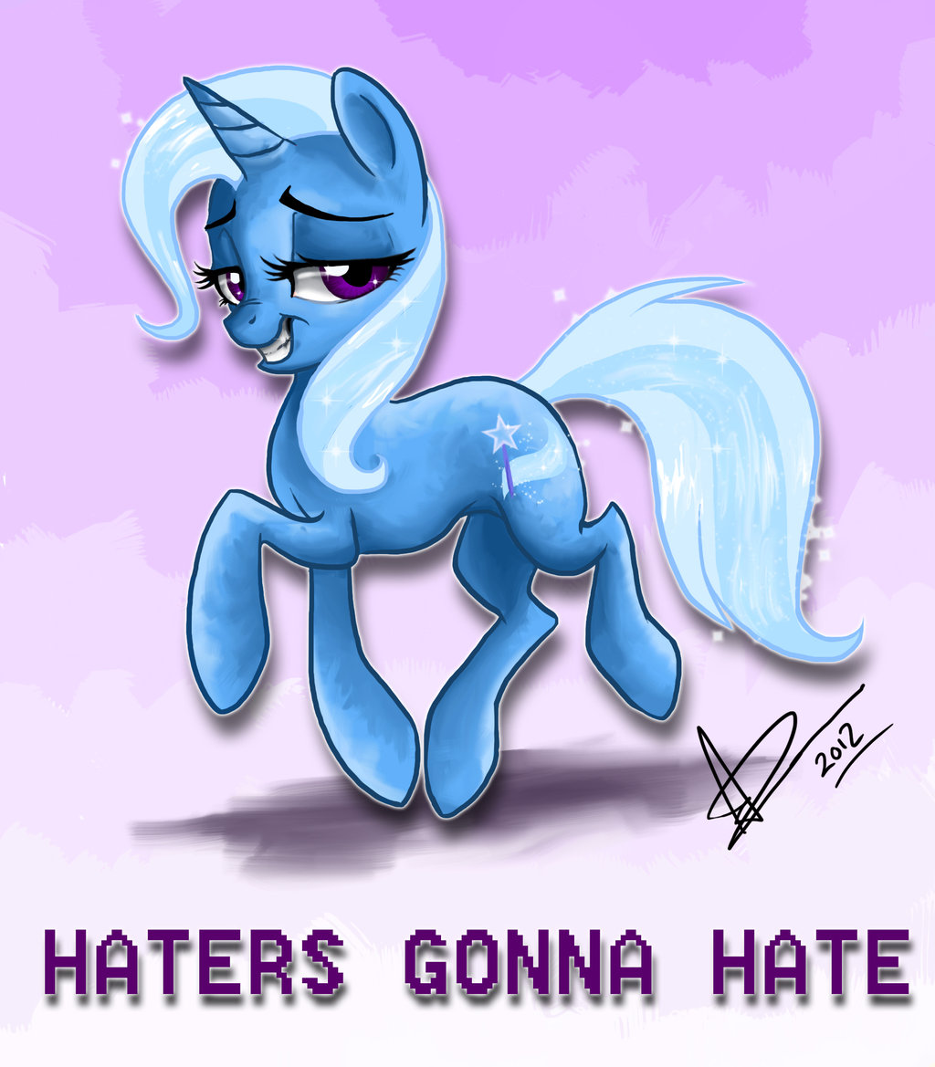 equine female feral friendship_is_magic haters_gonna_hate horn mammal my_little_pony smile solo trixie_(mlp) u_mad unicorn