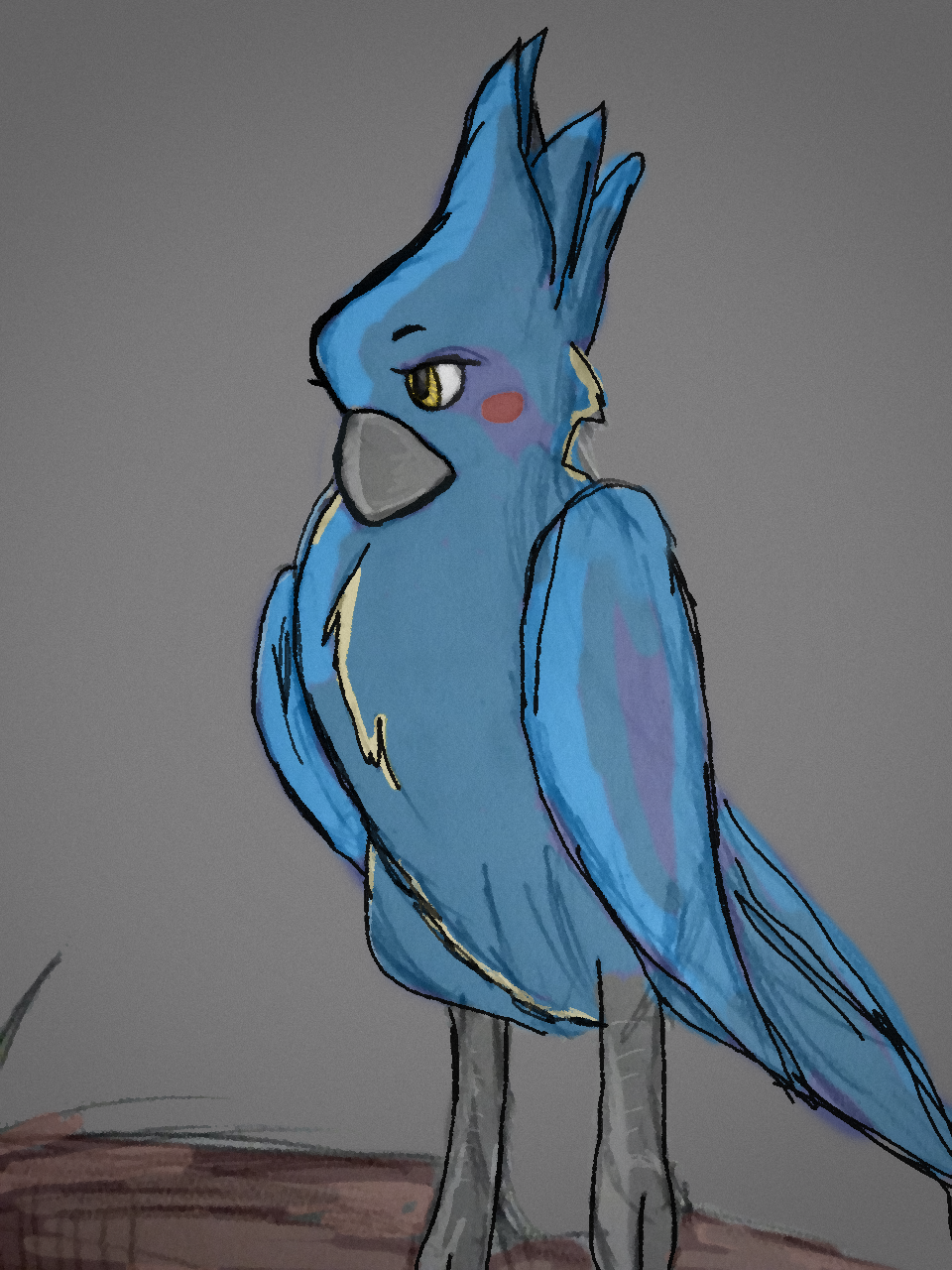 ambiguous_gender avian bird blue_feathers blush erimad feathers feral fur parrot solo