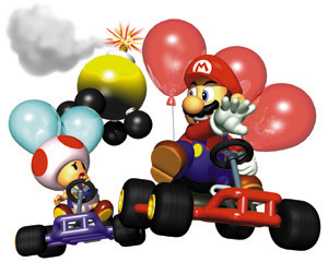 3d 90s balloon bomb lowres mario mario_(series) mario_kart mario_kart_64 nintendo official_art scared super_mario_bros. toad toad_(mario)