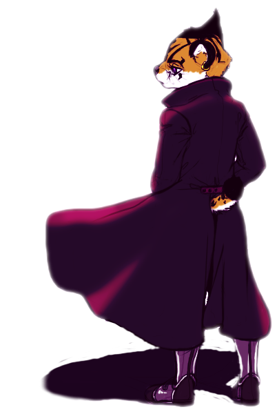 alpha_channel back_turned clothed clothing coat color ear_piercing feline female low_res lynx markings miyu_lynx nintendo overcoat piercing plain_background purple_eyes shaded short_tail solo star_fox transparent_background unknown_artist video_games