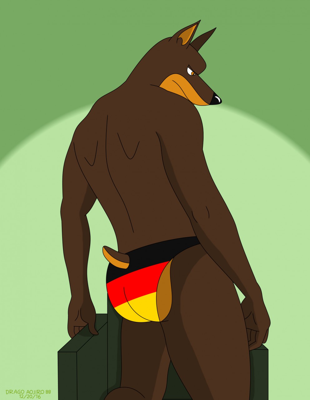 2016 anthro blitz butt butt_pose canine clothing doberman dog dragoaojiro88 male mammal mostly_nude muscular pose road_rovers solo underwear