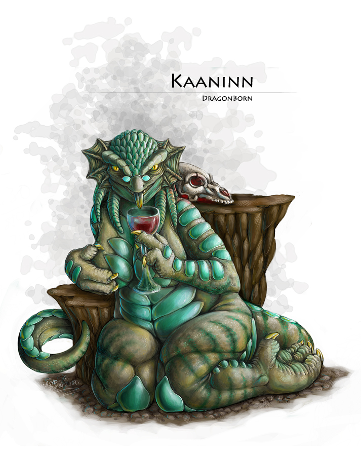 big_breasts breasts chubby cyan_scales dragonborn drinking dungeons_&amp;_dragons eyes female green_scales kaaninn nude reptile scales scalie unknown_substance wine_glass