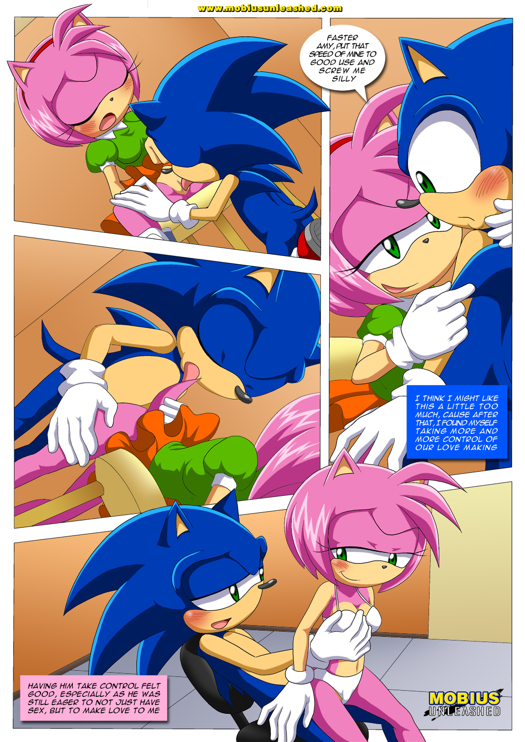 blush breasts clothing comic female hedgehog holding licking male mammal mobius_unleashed oral penetration penis pussy sega sex sonic_(series) sonic_the_hedgehog straight tongue