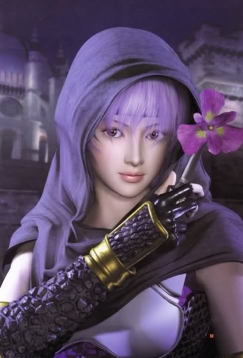 1girl 3d ayane ayane_(doa) dead_or_alive hood ninja_gaiden official_art purple_hair tecmo