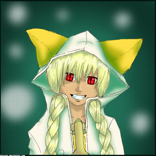 blazblue blonde_hair cat_ears catgirl cathood female grin hair kororaa looking_at_viewer solo taokaka