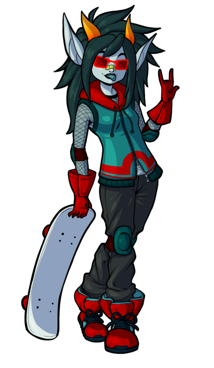 clothing dasmuskel eyewear female glasses gloves hair horn latula_pyrope skateboard solo tongue tongue_out troll