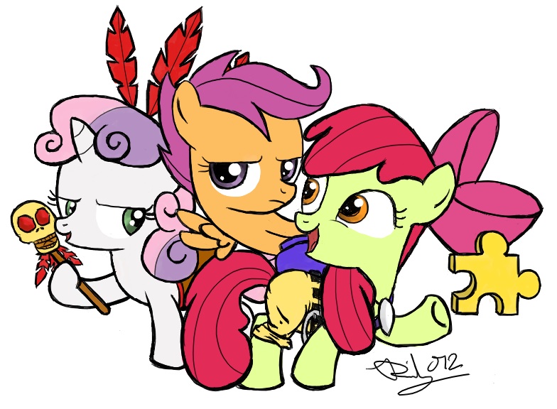 banjo_&amp;_kazooie crossover cub cutie_mark_crusaders_(mlp) equine female feral friendship_is_magic hair horn horse mammal my_little_pony nintendo pegasus pony red_hair scootaloo_(mlp) sweetie_belle_(mlp) unicorn video_games wings young
