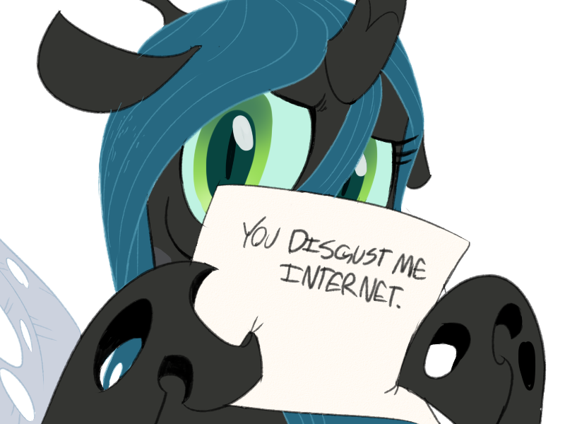 english_text equine female feral friendship_is_magic horse humor looking_at_viewer mammal my_little_pony queen_chrysalis_(mlp) solo sunibee sweetsing text wings