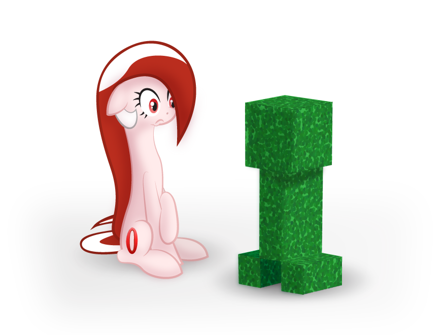 alpha_channel creeper duo equine eye_contact female feral friendship_is_magic hair horse mammal minecraft my_little_pony opera parallaxmlp plain_background pony red_eyes red_hair transparent_background two_tone_hair video_games white_hair