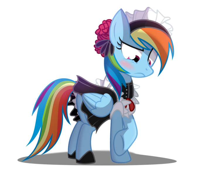 blue dash equine female horse maid maid_uniform pegasus pony rainbow wings