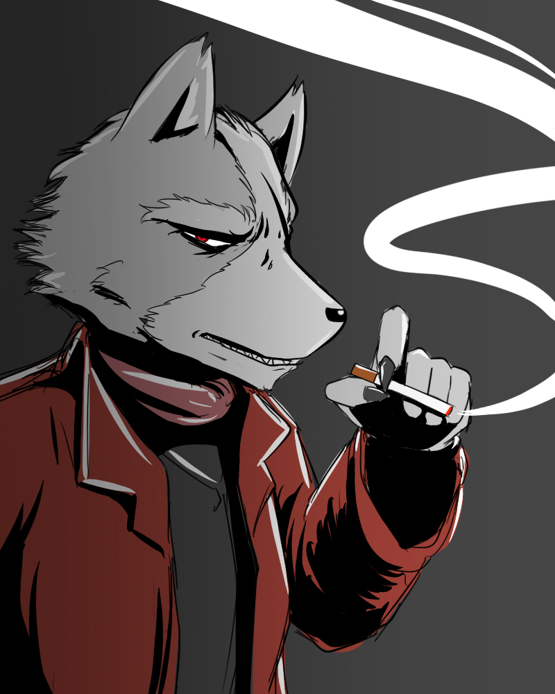 cigarette furry kaigun_bakuryou nintendo star_fox wolf_o'donnell wolf_o'donnell