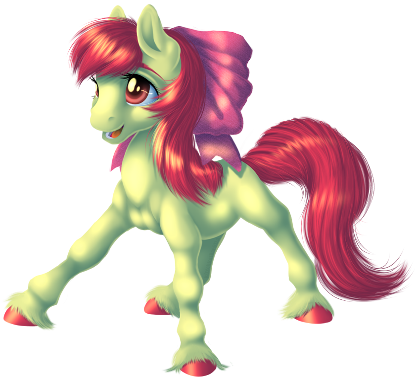 alpha_channel amber_eyes apple_bloom_(mlp) bow equine female feral friendship_is_magic hair horse kittehkatbar mammal my_little_pony plain_background pony red_hair solo transparent_background young
