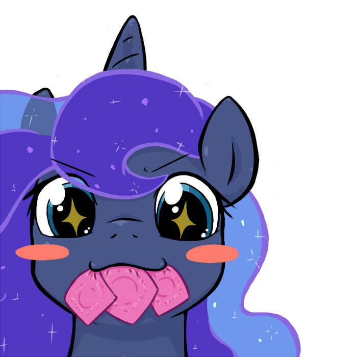 condom condom_in_mouth equine female friendship_is_magic horse looking_at_viewer mammal my_little_pony princess_luna_(mlp) rigi solo