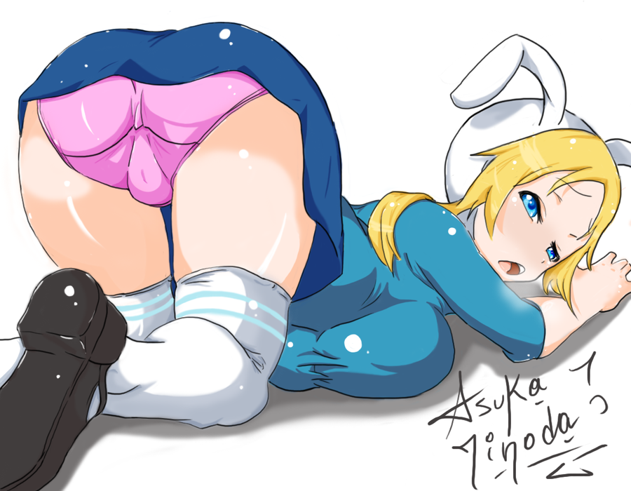 ass_up blonde_hair butt camel_toe clothed clothing exhale female fionna_the_human hair hat human legwear mammal not_furry open_mouth panties presenting solo stockings thighs underwear upskirt wide_hips