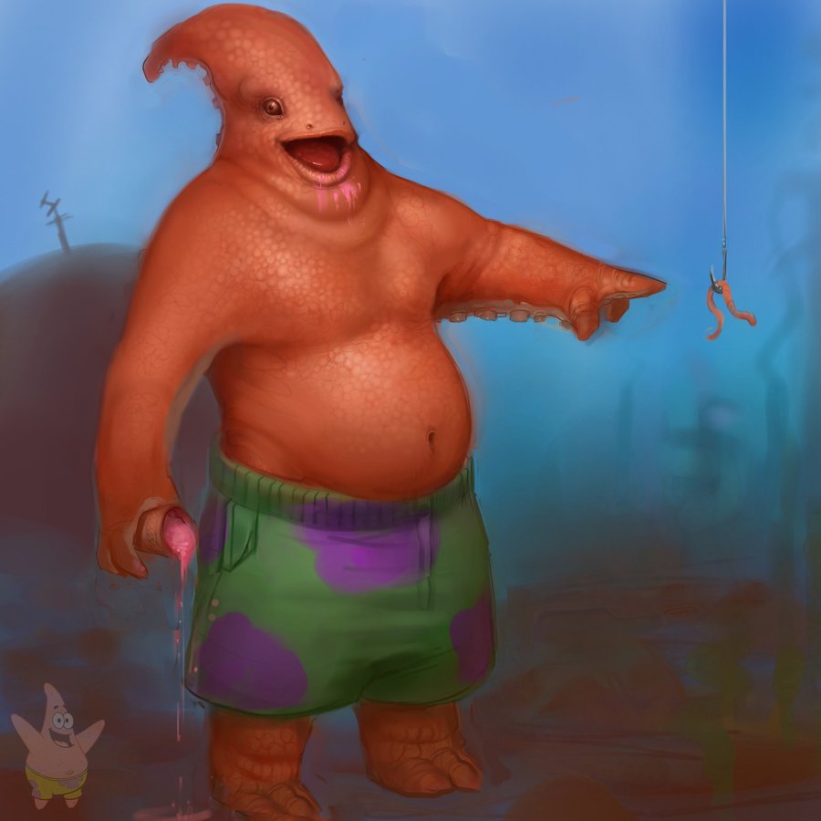 clothing hook ice_cream nightmare_fuel patrick_star realistic scary shorts soupandbutter spongebob_squarepants starfish what what_has_science_done worm
