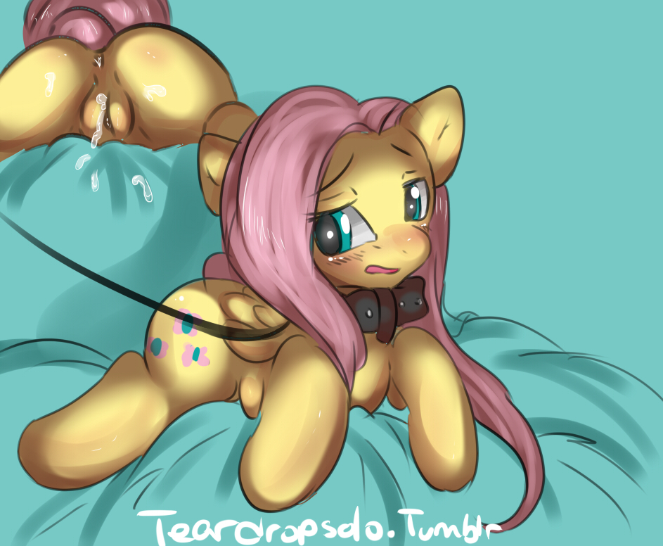 blush butt collar cum cutie_mark equine female feral fluttershy_(mlp) friendship_is_magic hair horse lease lying mammal my_little_pony nude on_front open_mouth pegasus petplay pony pussy pussy_juice signature solo spread_legs spreading teardrops unknown_artist wings