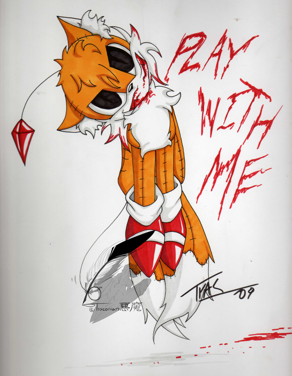 2009 blood boots canine creepy doll fox mammal miles_prower nightmare_fuel sega sonic_(series) tails_doll traconian